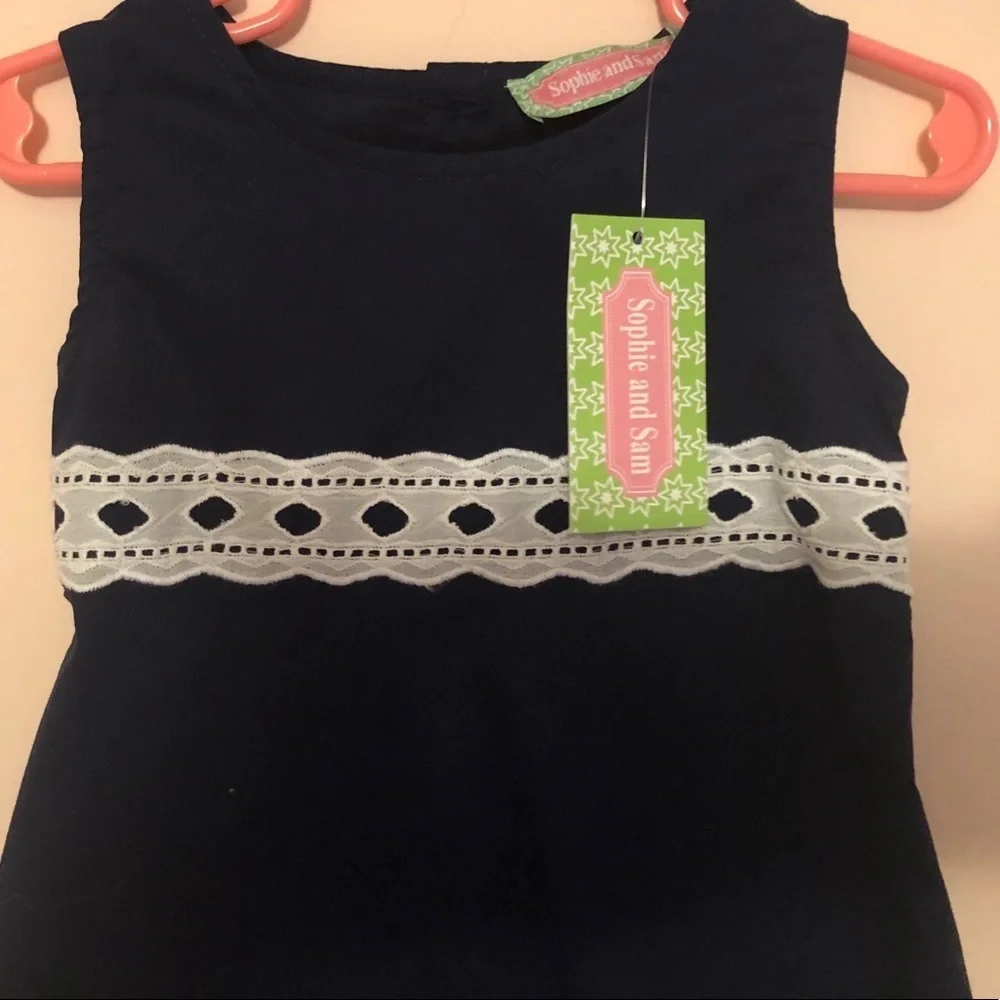 5/$25 Sophie and Sam navy & eyelet lace empire dress